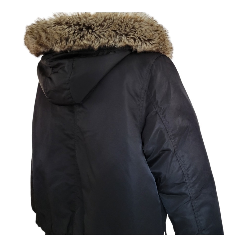 Levi's Womens Down Puffer Jacket Medium Snow Winter Ski Hood Faux Fur - Picture 6 of 16